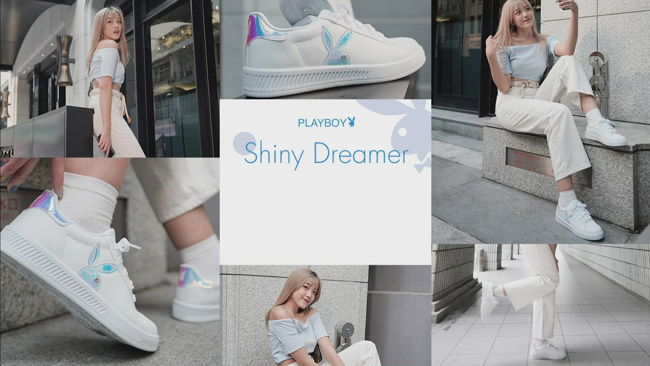 PLAYBOY 閃閃霓光貝殼小白鞋 -白彩-Y72211G product video thumbnail