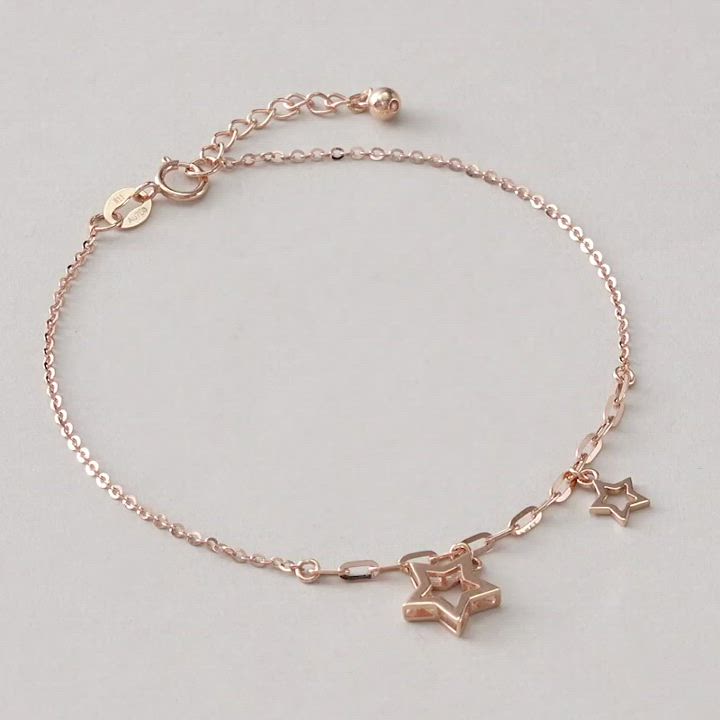 點睛品 全18K 雙子星 18K玫瑰金手鍊 product video thumbnail
